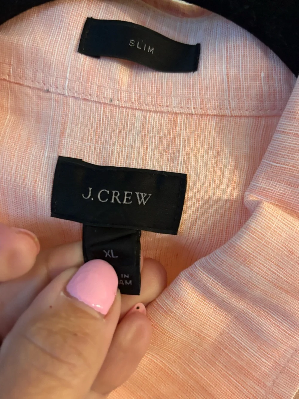 J. Crew Peach Button-Down linen blend slim Long-Sleeve Shirt size xl